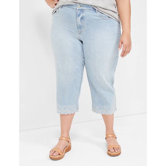 Lane Bryant NWT Coquette Embroidered Boyfriend Capri Jeans - 26 - Women's Plus - Picture 1 of 10